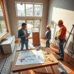 architekt wnętrz z ekipą remontową