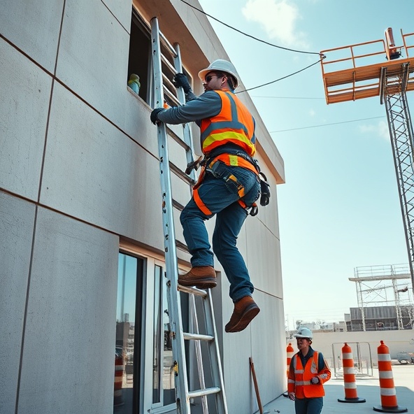 praca na drabinie asekuracja