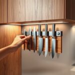 dębowa listwa magnetyczna do noży