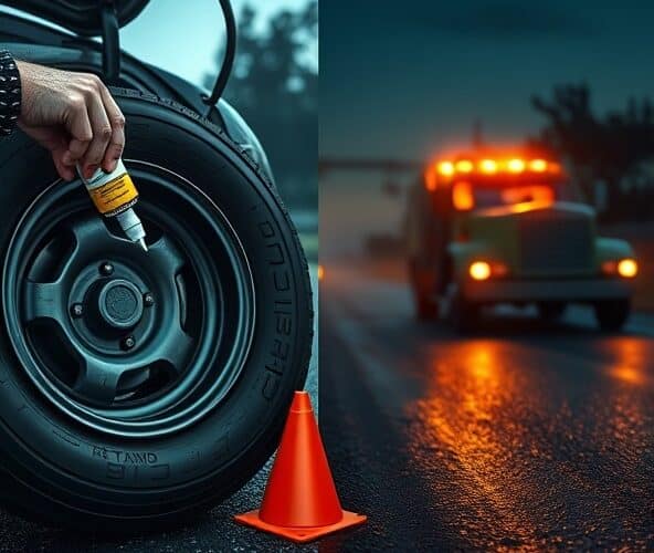 Flak w oponie co zrobić bez zapasu: pianka czy dzwonić po lawetę?