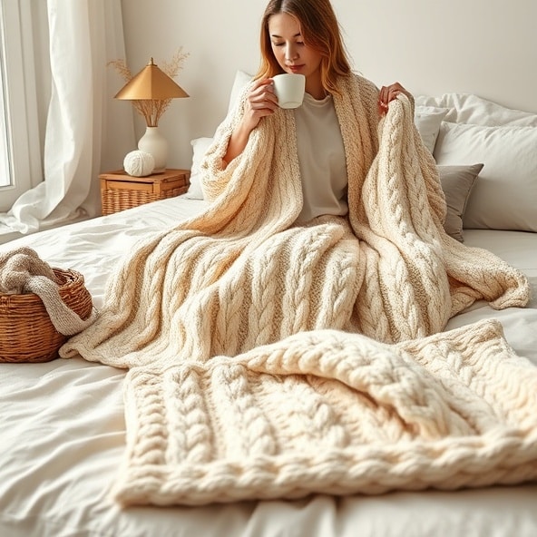 kocyk dziany warkocz