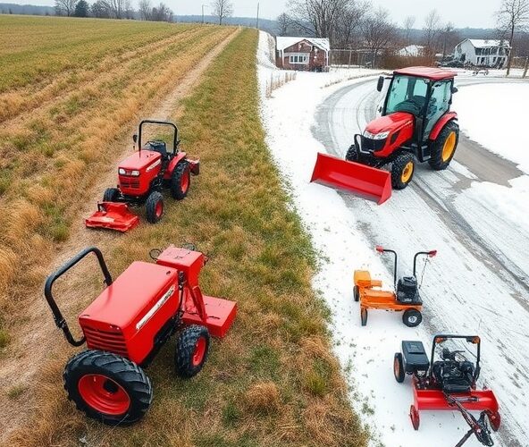 Osprzęt do mini ciągników dla 1 ha: szybkie koszenie, odśnieżanie?