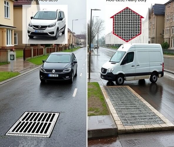 Które odwodnienie liniowe ACO w Katowicach na podjazd, B125 czy C250?