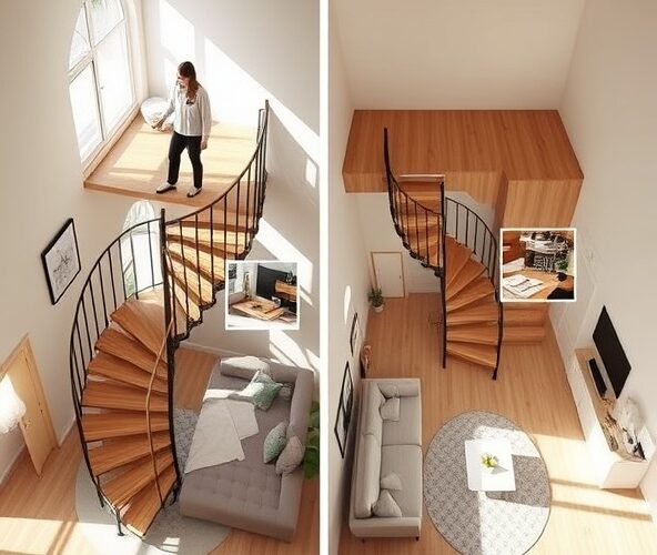 Schody spiralne do kawalerki 28 m²: średnica 120 czy 140 cm?