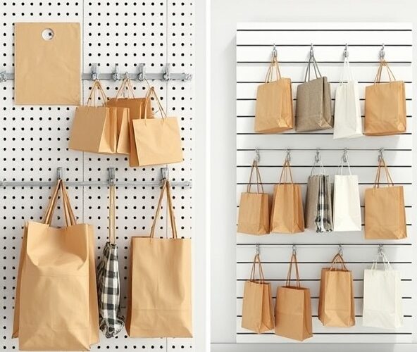 Ścianka perforowana czy listwy sklepowe pod torebki z eurozawieszką?