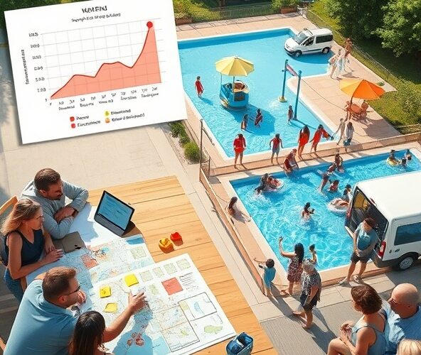 Jak gmina o 10 000 mieszkańcach ma zaplanować serwis wodnych placów zabaw przy 30% wzroście liczby zgłoszeń w sezonie letnim?