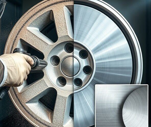 Czy polgrit do piaskowania felg aluminiowych 18 cali usunie utlenienie, nie powodując chropowatości powierzchni?