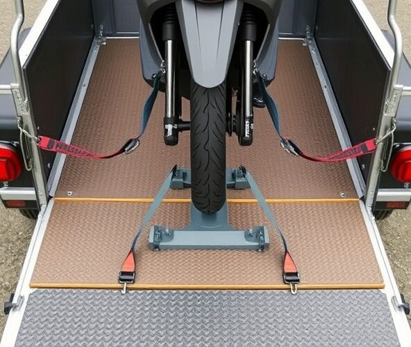 Jak bezpiecznie przewieźć skuter 200 kg na przyczepie brenderup 2270, aby nie uszkodzić zawieszenia i podłogi?