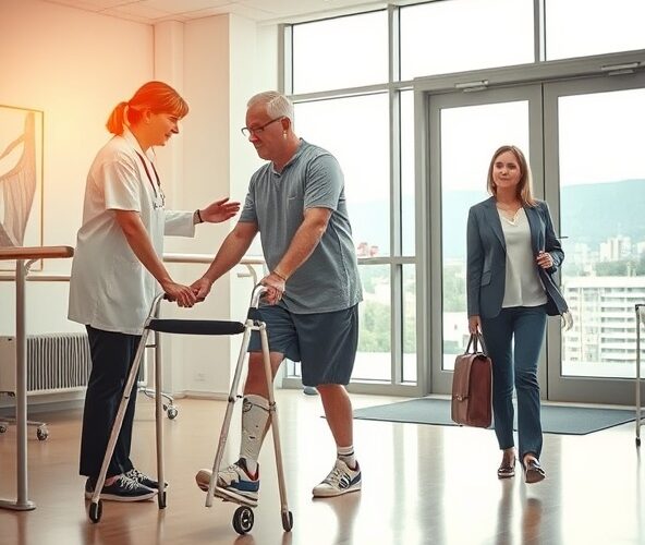 Czy fizjoterapia pourazowa w Sosnowcu skróci L4 po złamaniu nogi i przyspieszy bezpieczny powrót do pracy biurowej?